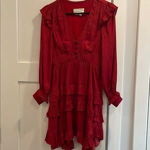 Anthropology Elegant Red Ruffled Dress